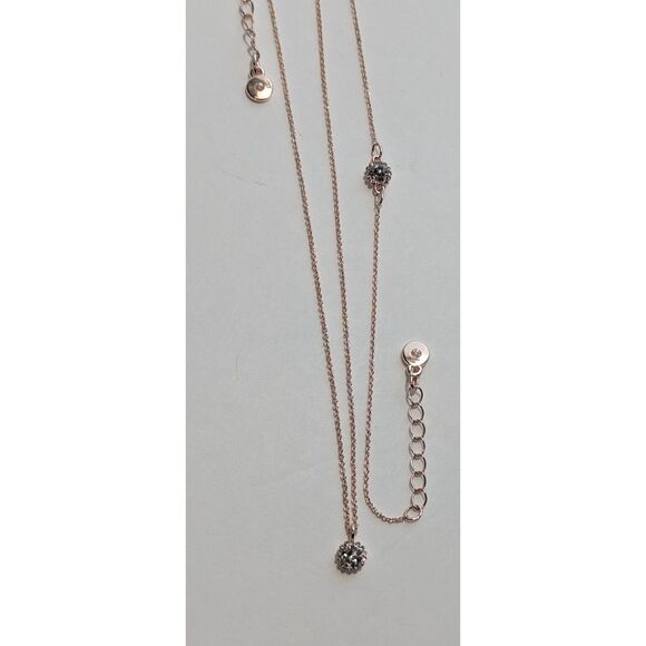 LC Rose Gold Chain Rhinestone Charm Bracelet Necklace Set - Picture 5 of 12